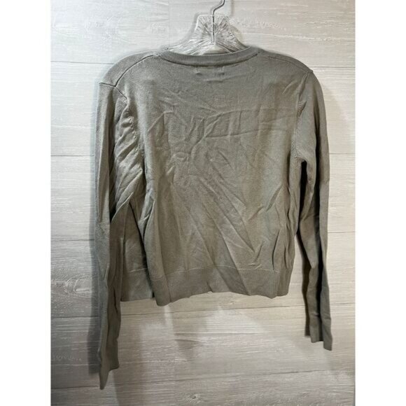 Womens Gray Cropped Wool-Blend Cardigan Small - Picture 2 of 4